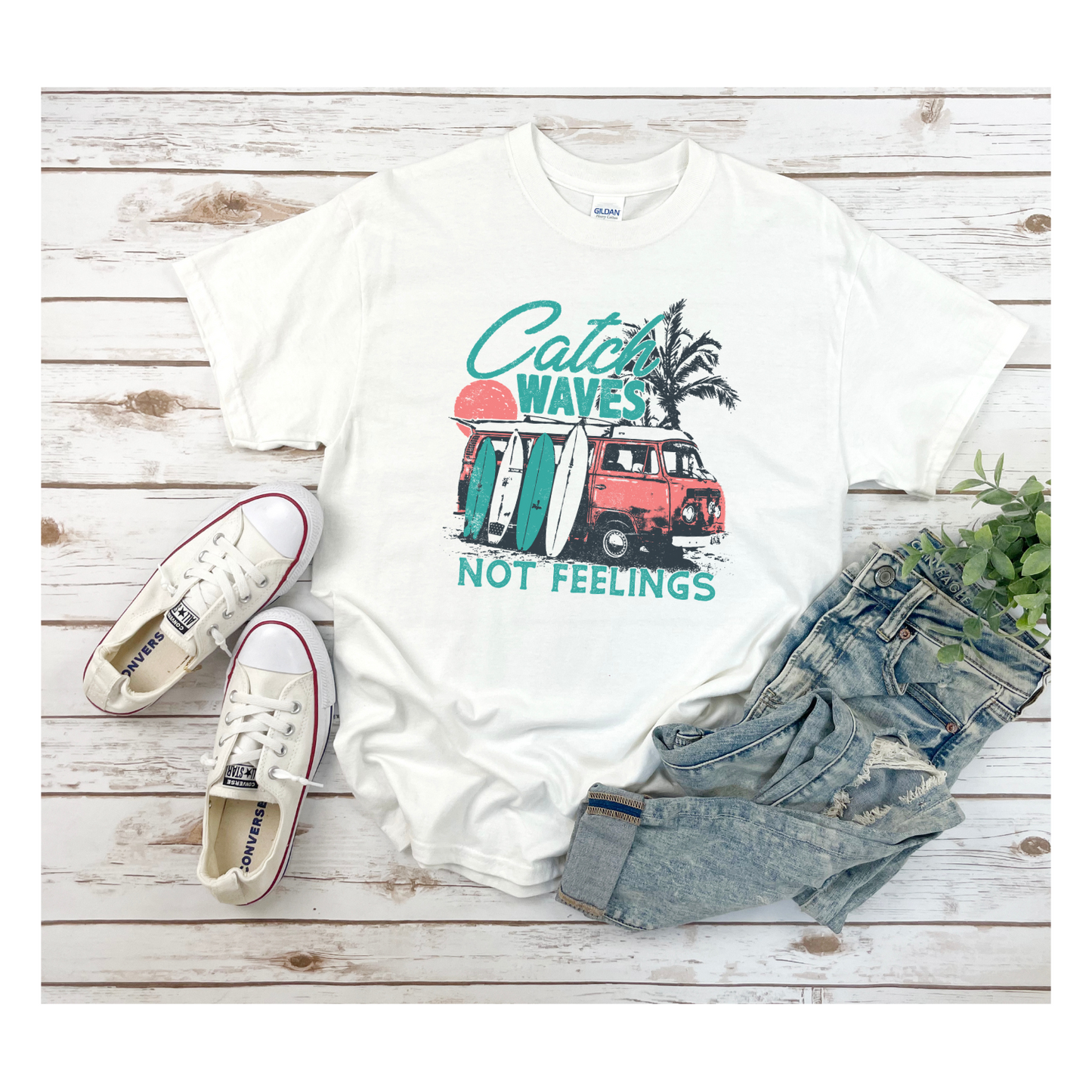 Retro Summer Catch Waves Not Feelings Oversized T-Shirt