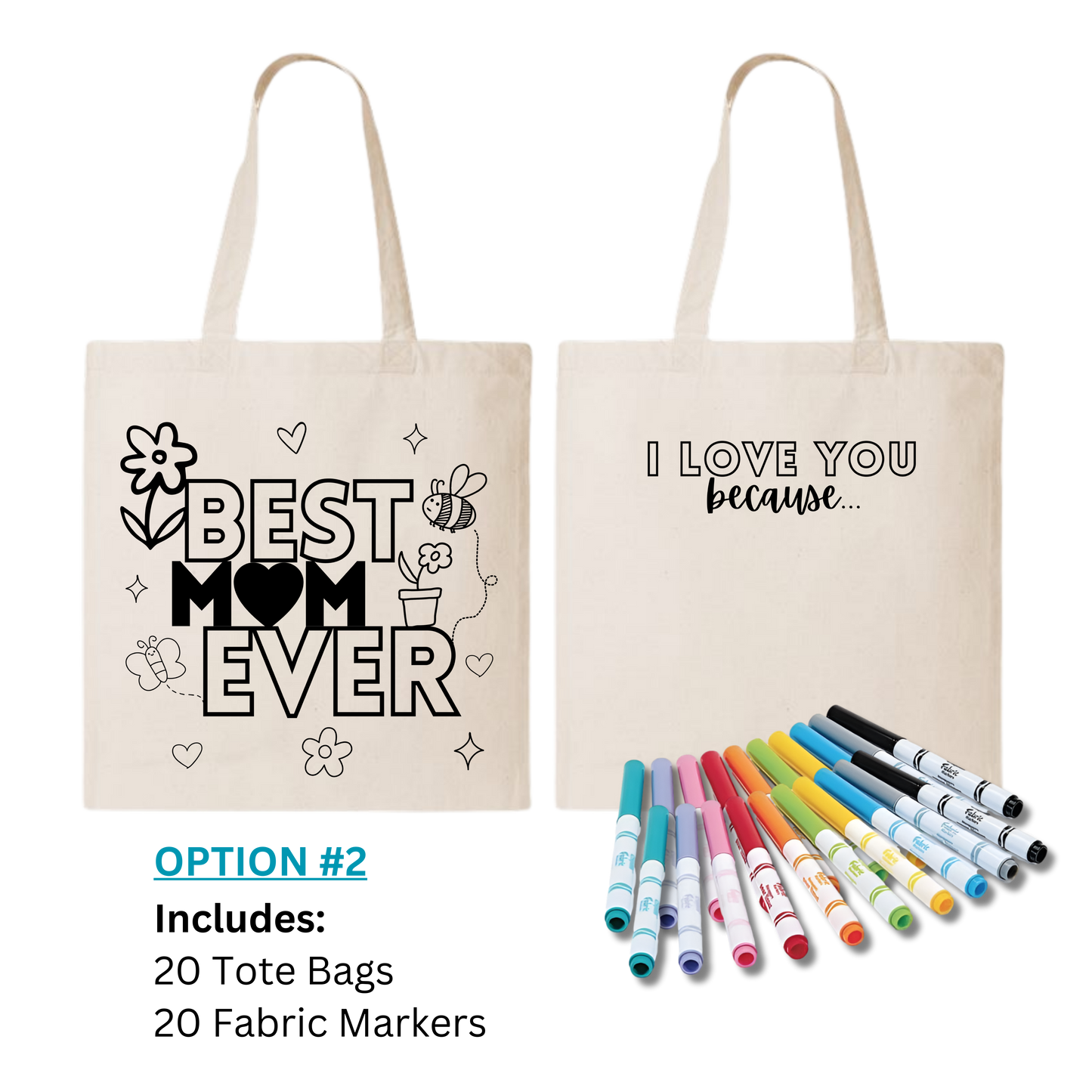 Best Mom Ever DIY Tote Bag Bundle with Markers
