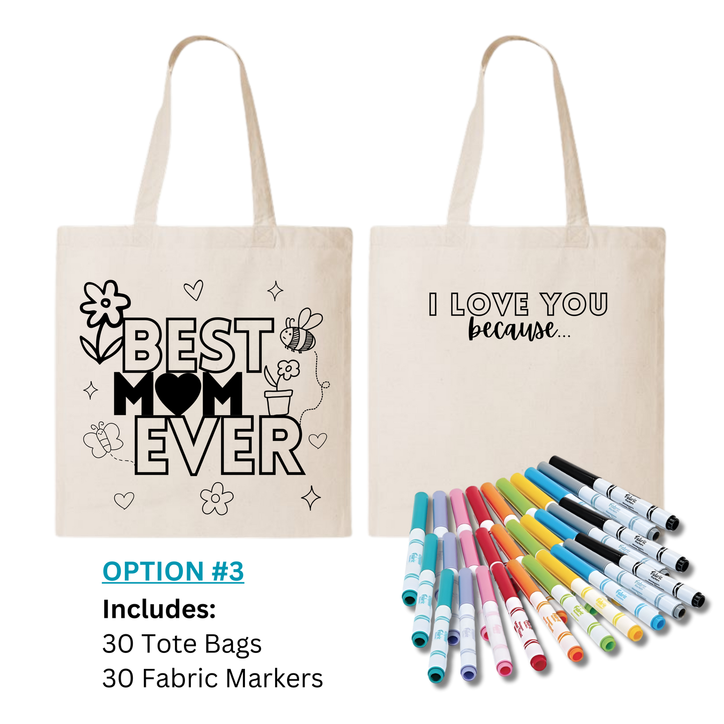 Best Mom Ever DIY Tote Bag Bundle with Markers