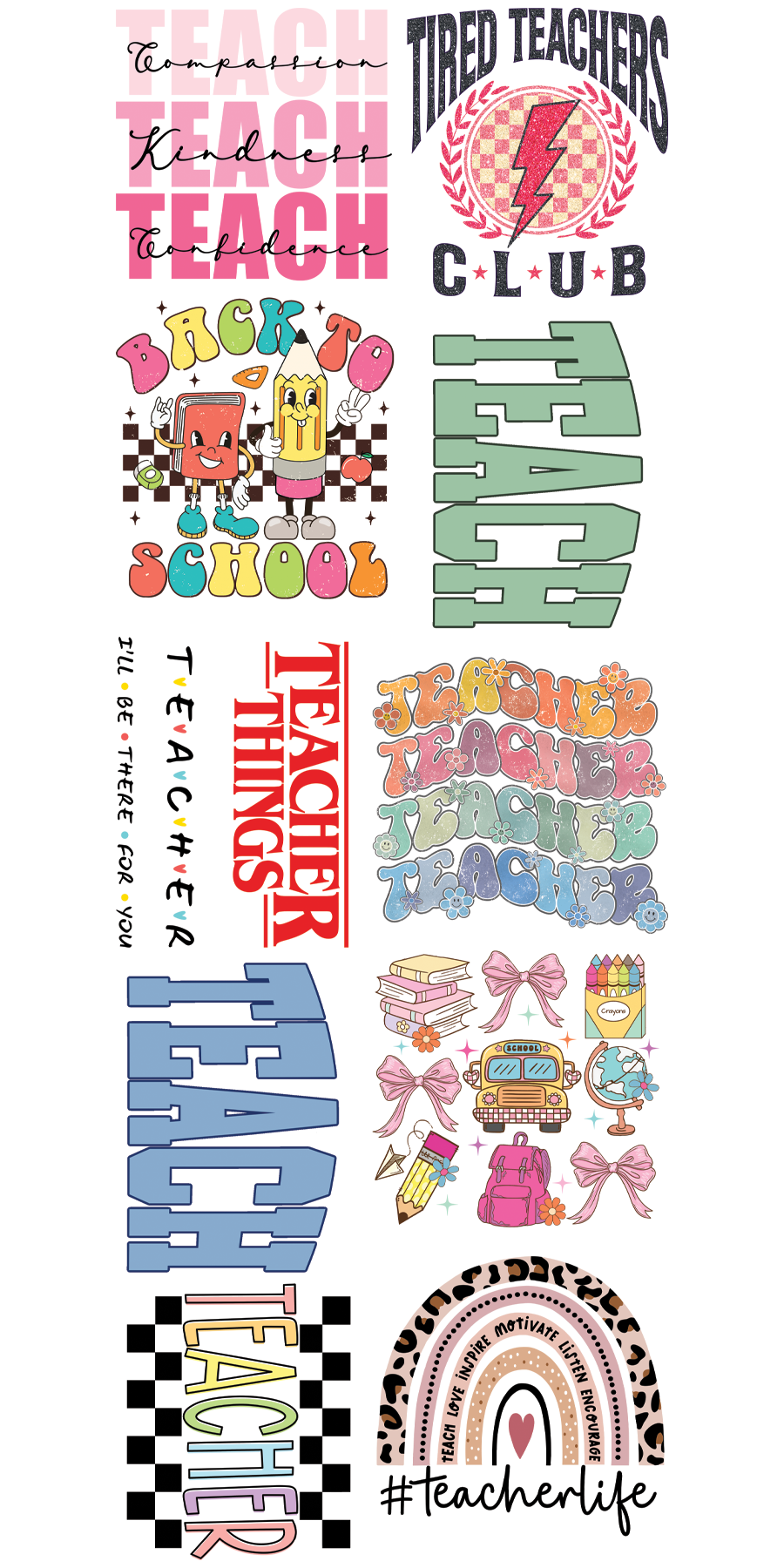 22"x60" Pre-Made Teacher Gang Sheet