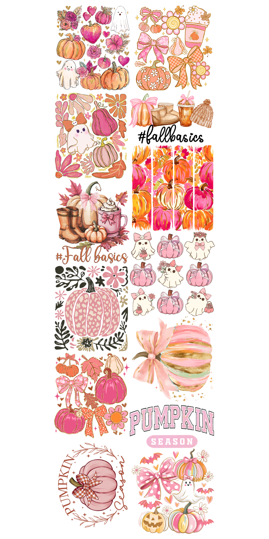 22"x72" Pink Fall Pre-Made Gang Sheet