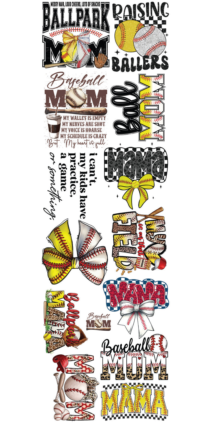 22"x72" Pre-Made Ballpark Mama Gang Sheet