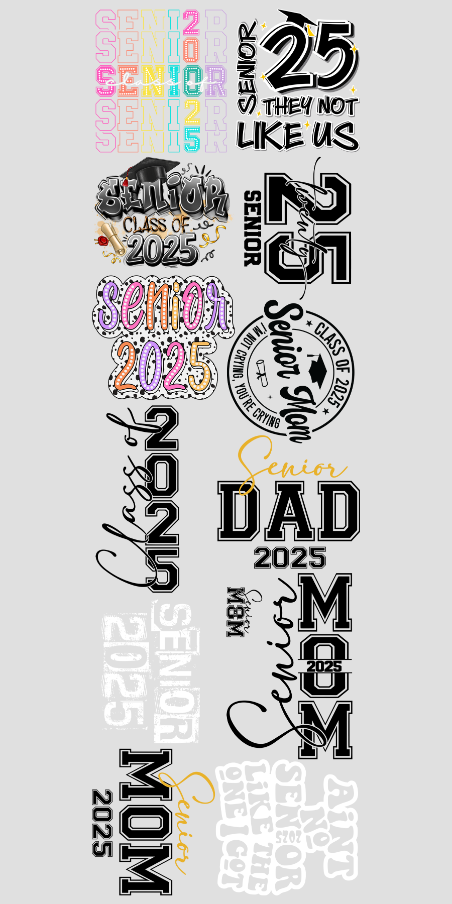 22"x72" Pre-Made Class of 2025 Senior Gang Sheet