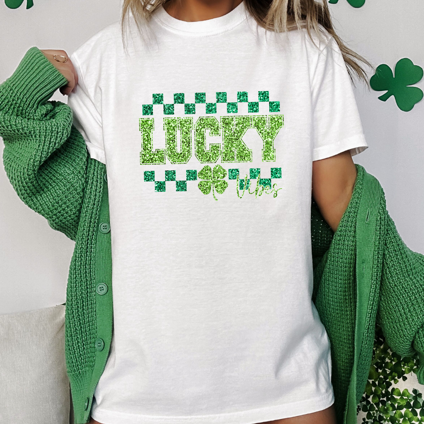 22"x72" Pre-Made St.Patrick's Day Faux Glitter Gang Sheet