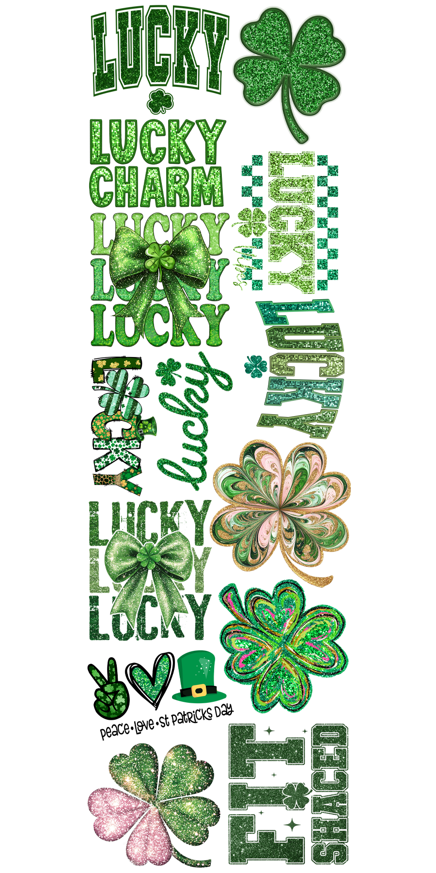 22"x72" Pre-Made St.Patrick's Day Faux Glitter Gang Sheet