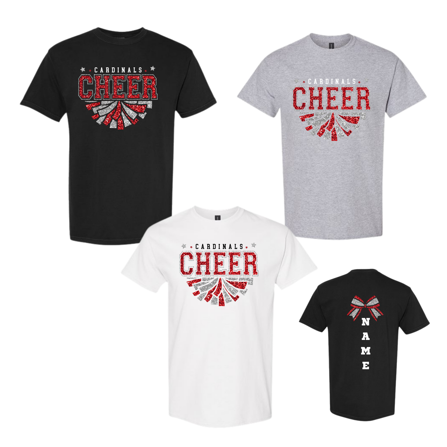 Glitter Pom Cardinals Cheer