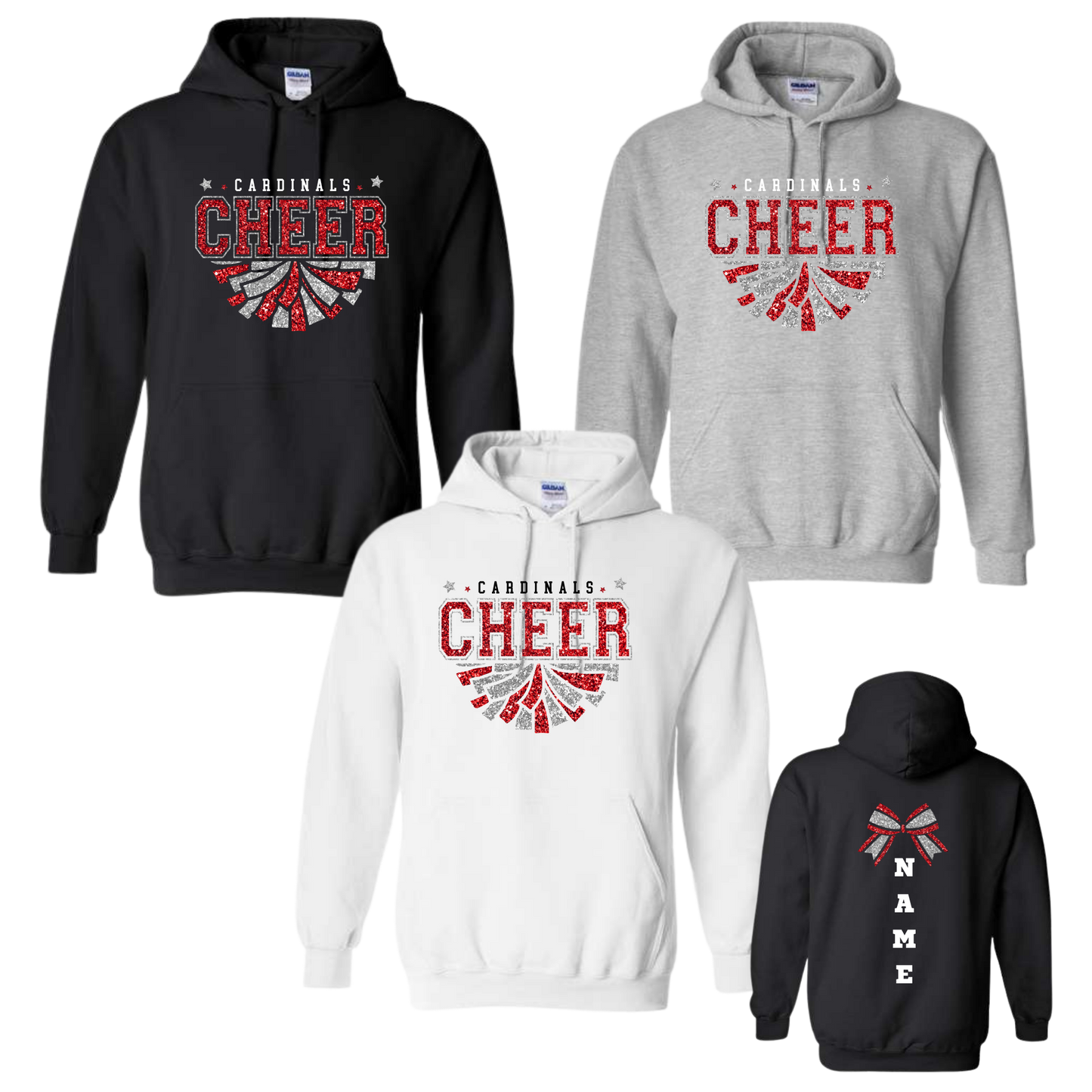 Glitter Pom Cardinals Cheer
