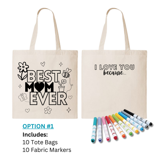 Best Mom Ever DIY Tote Bag Bundle with Markers
