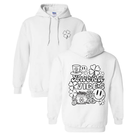 DIY Color-In Lucky Vibes White Sweatshirt
