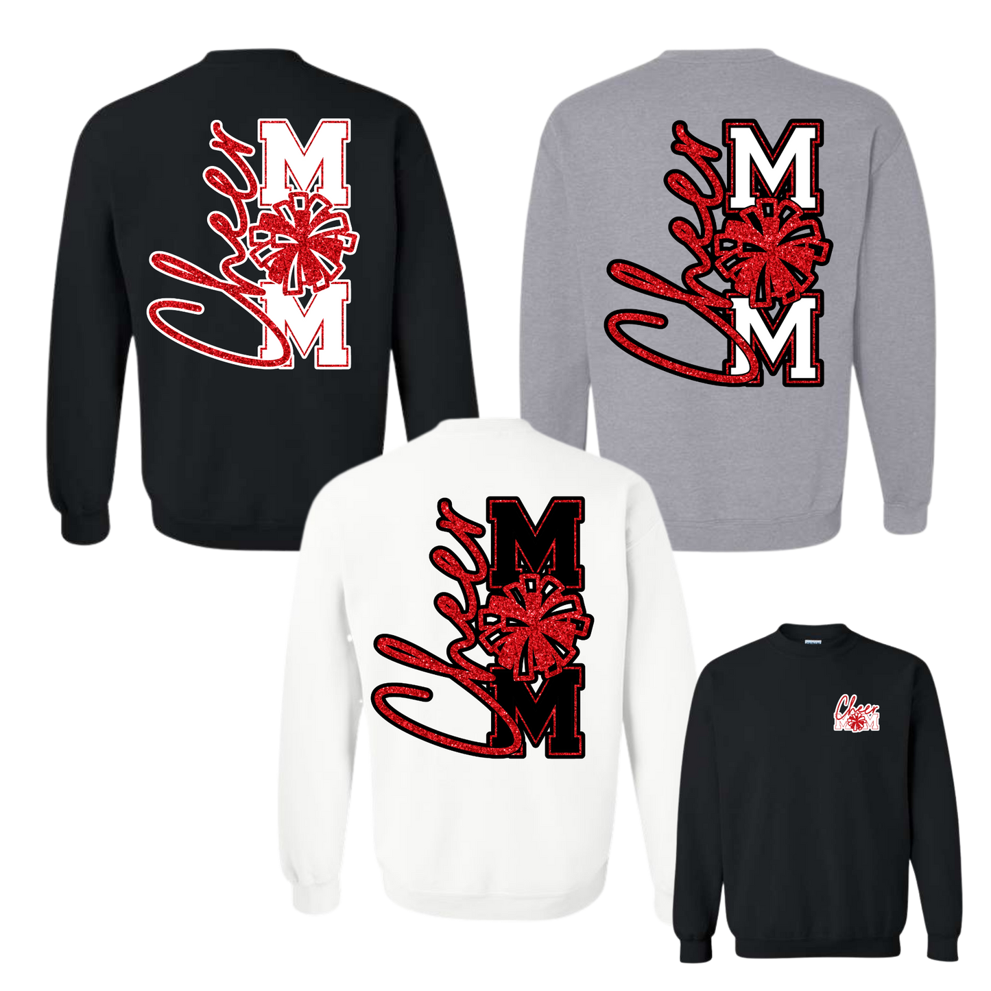 Red Glitter Cheer Mom Crewneck