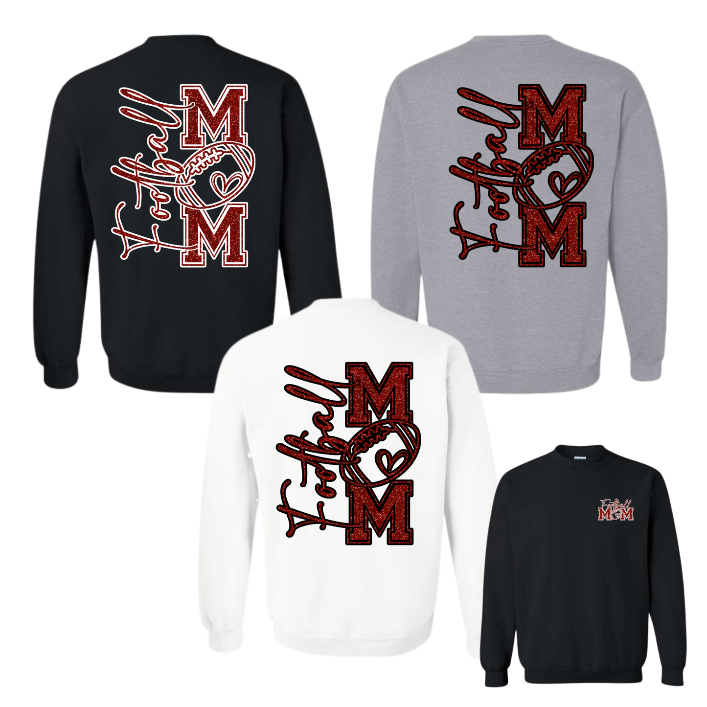 Red Glitter Football Mom Crewneck