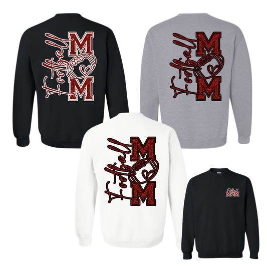 Red Glitter Football Mom Crewneck