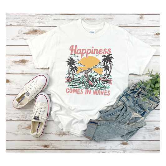 Retro Summer Happiness Comes in Waves Oversized T-Shirt