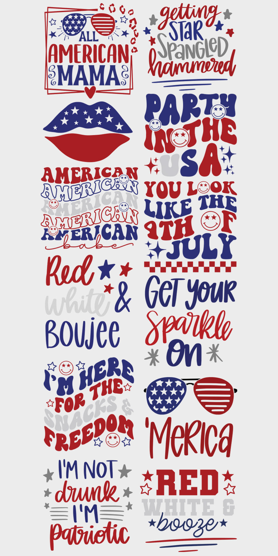 22"x60" Pre-Made 4th of July Gang Sheet