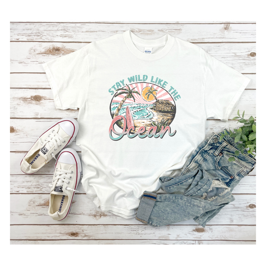 Retro Summer Stay Wild Like The Ocean Oversized T-Shirt