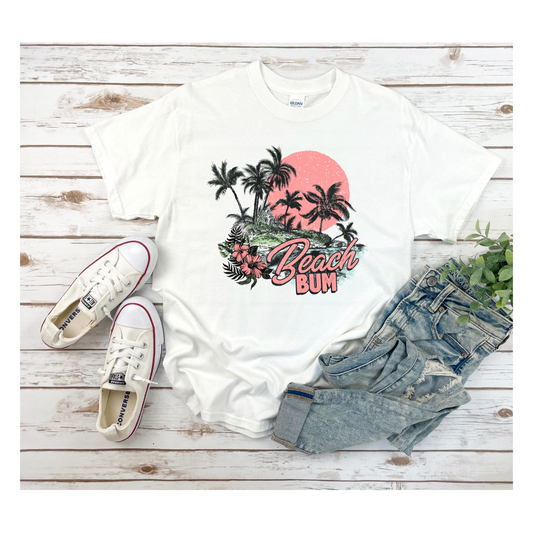 Retro Summer Beach Bum Palm Tree Oversized T-Shirt