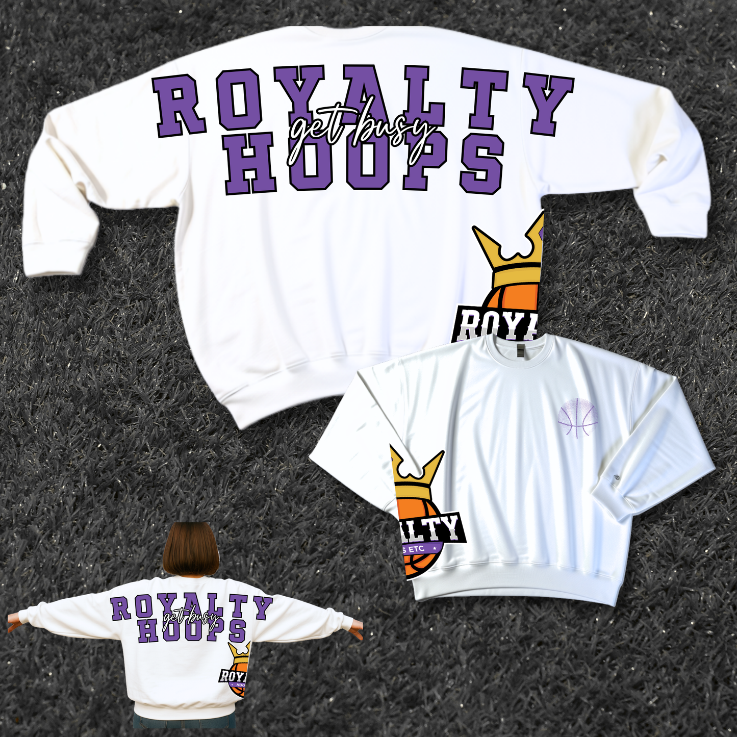 Get Busy Royalty Hoops Big Letter Crew
