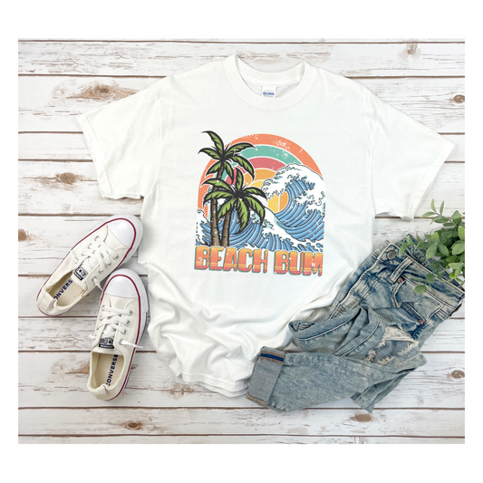 Retro Summer Beach Bum Waves Oversized T-Shirt