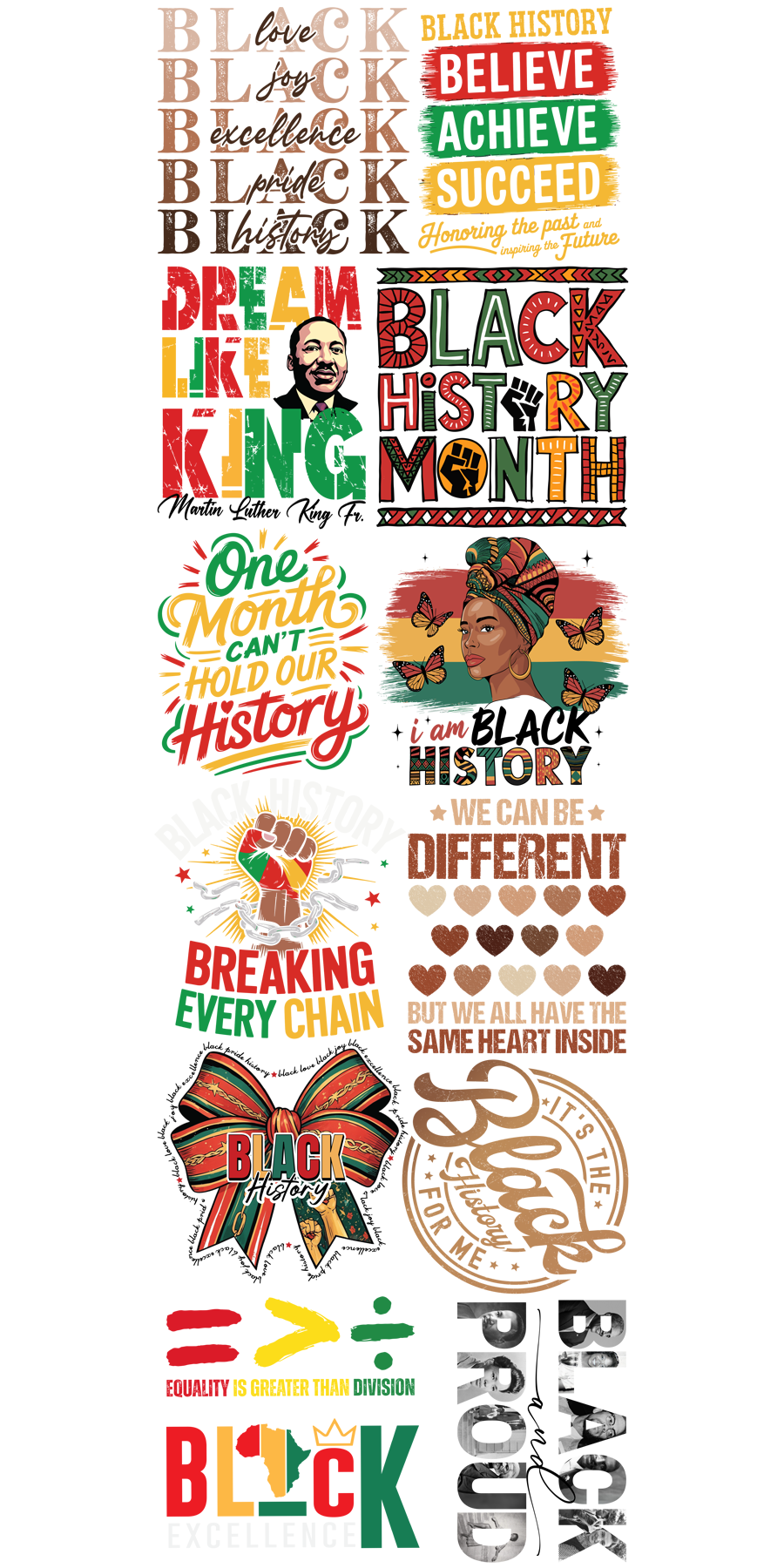 22"x72" Pre-Made Black History Gang Sheet