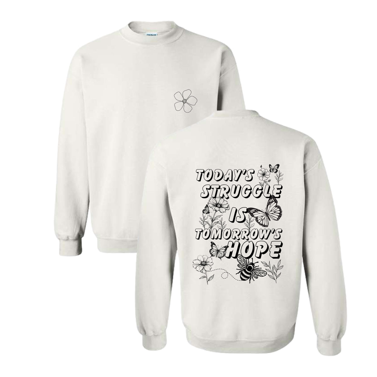 DIY Color-In Today's Struggle is Tomorrow's Hope White Sweatshirt