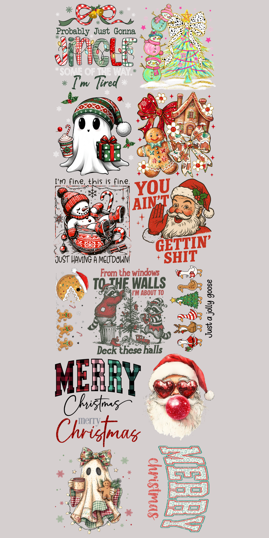 22"x72" Pre-Made Christmas Mix Gang Sheet