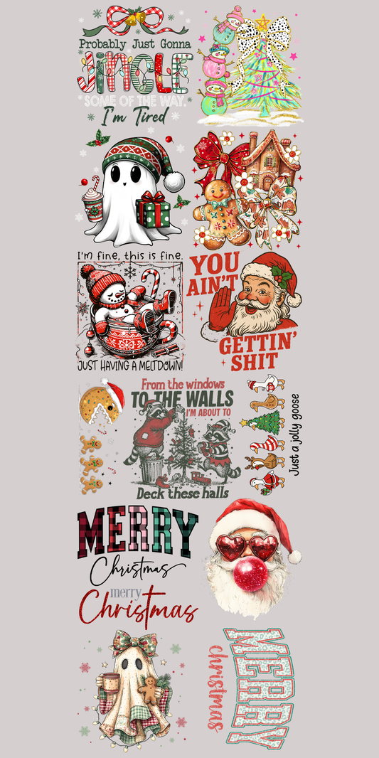 22"x72" Pre-Made Christmas Mix Gang Sheet