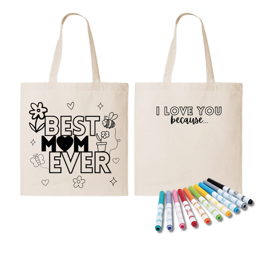 Best Mom Ever DIY Tote Bag Bundle with Markers