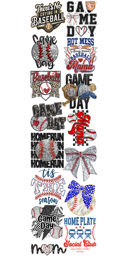 22"x84" Pre-Made Glitter Baseball Gang Sheet