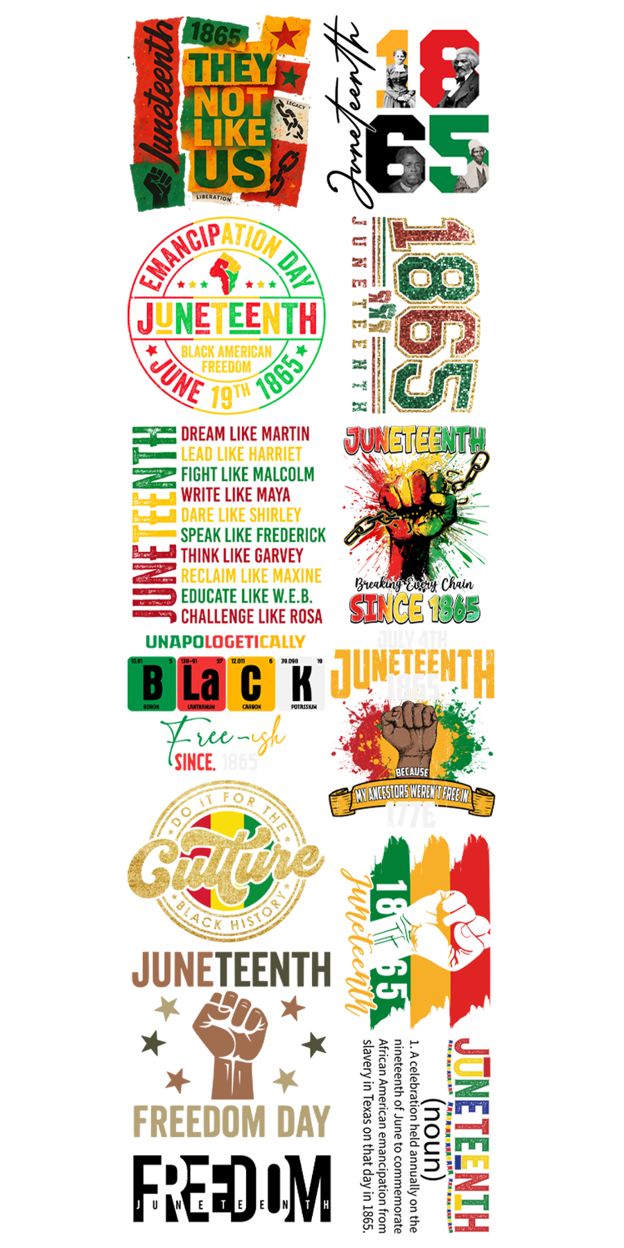 22"x72" Pre-Made Juneteenth Gang Sheet