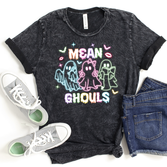 Vintage Grey Acid Wash Glowing Mean Ghouls Tee