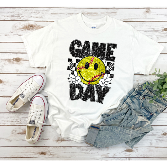 Game Day Faux Sequin Softball T-Shirt