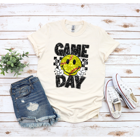 Game Day Faux Sequin Softball T-Shirt