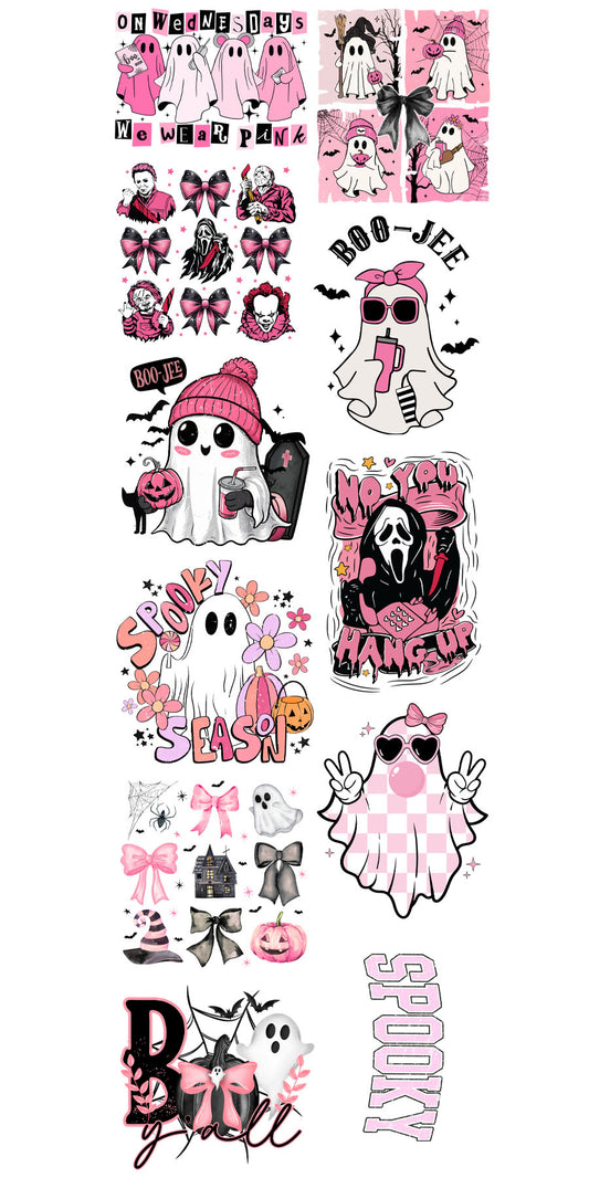 22"x72" Pre-Made Pink Halloween Gang Sheet