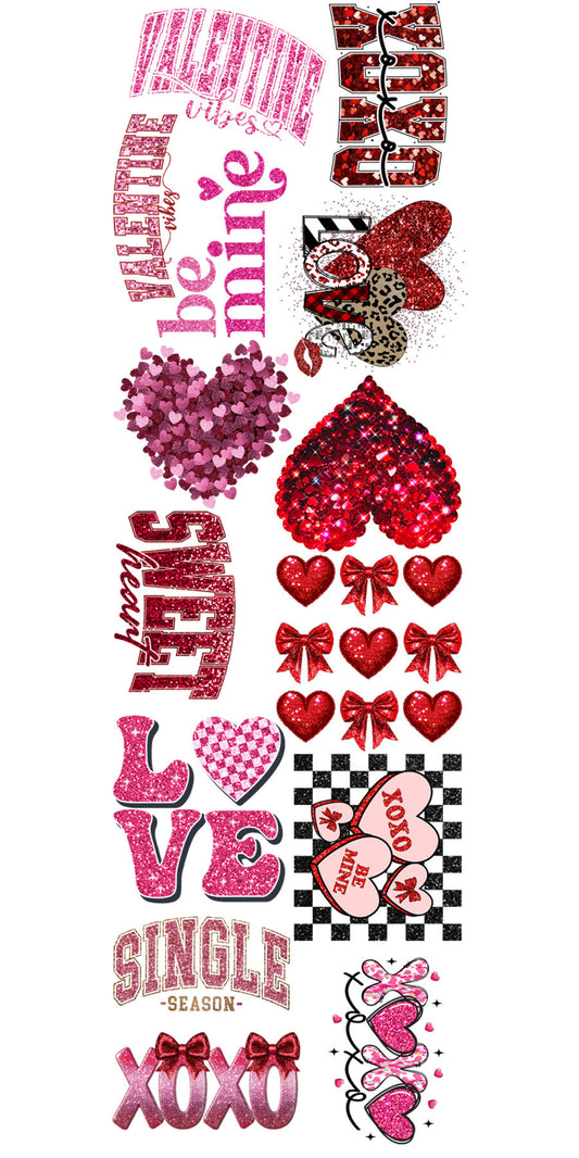 22"x72" Pre-Made Faux Glitter Valentine's Day Gang Sheet